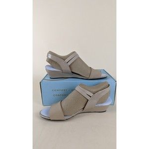 LifeStride Yolo Ankle Strap Wedge Sandals Womens 8 M Taupe Strappy Shoes NWB